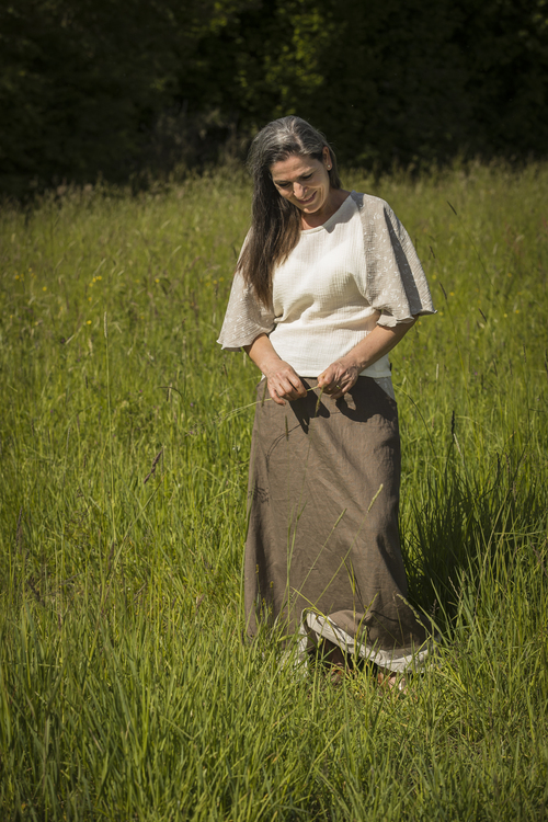 Jupe longue olive en lin Jupe longue olive en lin
